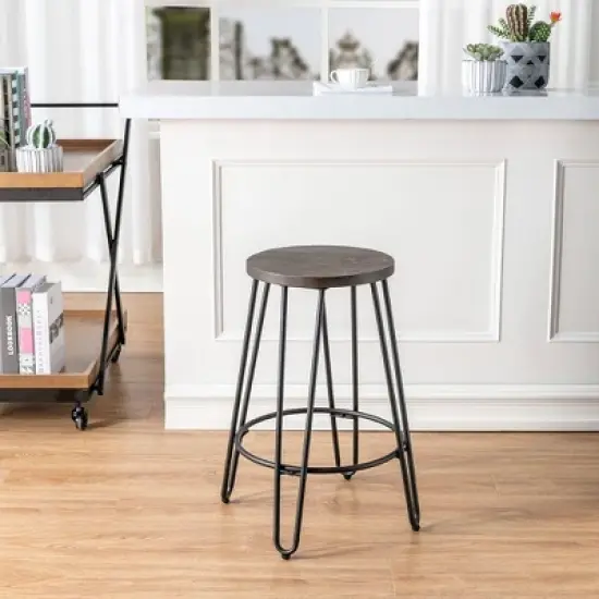 24" Quinn Counter Height Barstool Black - Ace Bayou image {1}