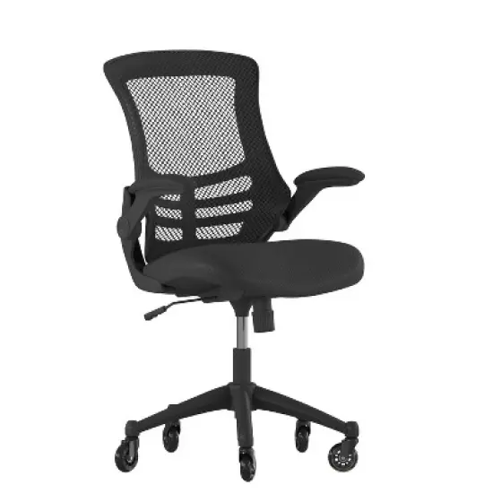 Flash Furniture Kelista Mid-Back Swivel Ergonomic Task Office Chair with Flip-Up Arms and Transparent Roller Wheels image {11}