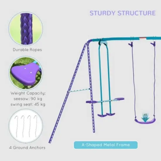 Luupatchy Metal Swing Set With Glider image {3}