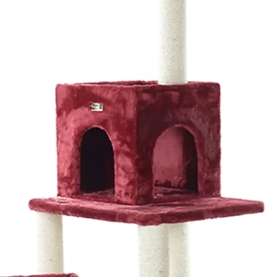 Armarkat Real Wood Cat Tower, Ultra thick Faux Fur Covered Cat Condo House A6902B, Burgundy; image {5}