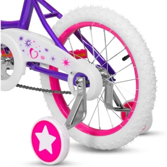 hykolity 14 inch Girls Bike Princess Bicycle for Age 3-5 Years Old Rider Height 36-47 inch includes Training Wheel Basket Doll Seat Violet Purple image {5}