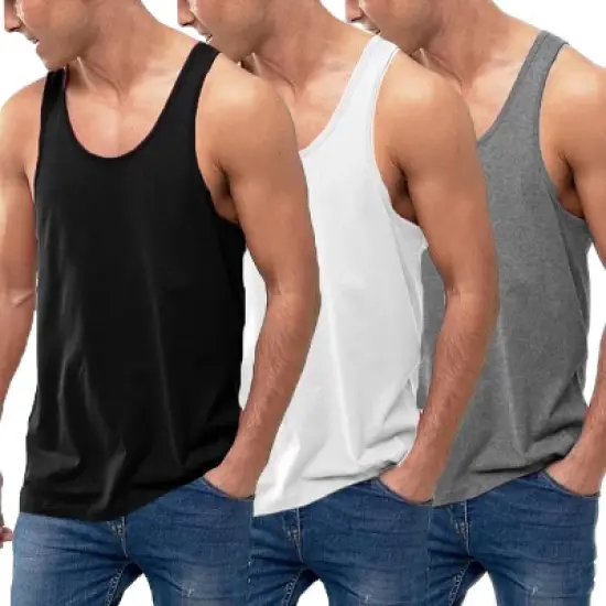 COOFANDY Men's 3 Pack Tank Tops Cotton Performance Sleeveless Casual Classic T Shirts S-XXL image {1}