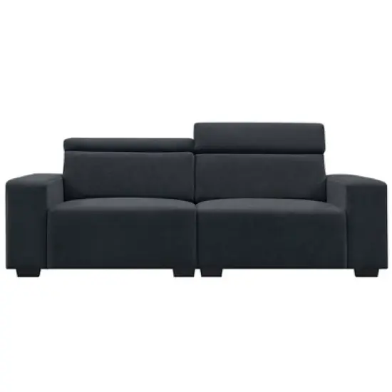 87" Velvet 2-Seater Sectional Sofa with Multi-Angle Adjustable Headrest - ModernLuxe image {1}