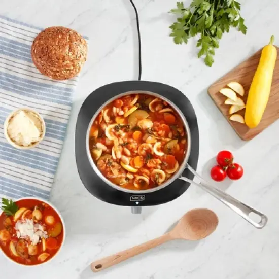 Dash Everyday Electric Cooktop: 1200W, Smooth Top, 1 Burner, Countertop, Gray image {2}