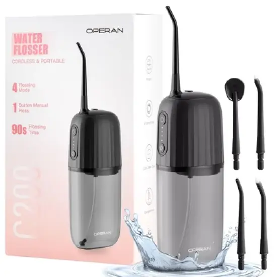 Operan Wireless Water Flosser, Portable Electric Water Dental Flossers, Oral Irrigator with 4 Nozzles, 4 Modes, 200 ml, IPX7 Waterproof, Rechargeable for Teeth Cleaning, for Family and Travel image {9}
