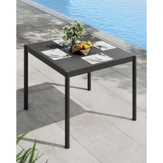 34.65" Aluminum Outdoor Dining Table for 4, Large Rectangular Patio Table with E-Coating for Backyard, Deck, Garden, Lawn image {1}