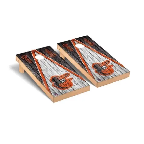 MLB Baltimore Orioles Premium Cornhole Board Triangle Weathered Version image {1}