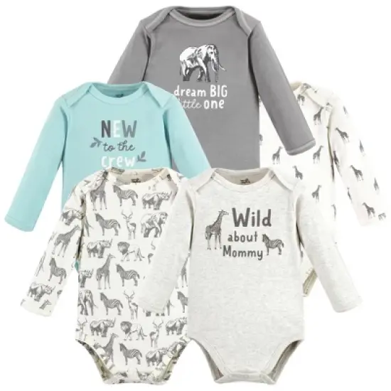 Touched by Nature Organic Cotton Long-Sleeve Bodysuits, Neutral Safari image {7}