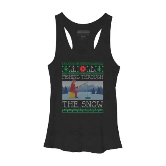 Women's Design By Humans Christmas Ice Fishing Through Snow Fishing Ugly Christmas Sweate By pahari Racerback Tank Top image {3}