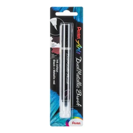 Pentel Arts DualMetallic Brush, Black/Metallic Red Ink image {2}