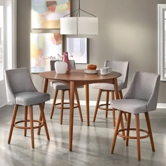 5pc Derby Counter Height Dining Set Walnut/Gray - Lifestorey image {1}