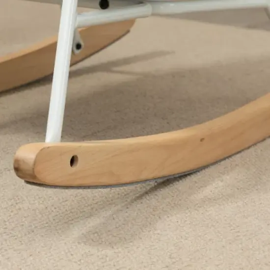 HOMCOM Accent Rocking Chairs, Upholstered Nursery Glider Rocker, Modern Armchair, Wingback Chair for Living Room and Bedroom, Gray image {5}