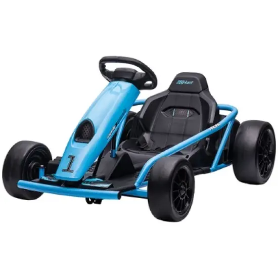 Aosom 24V 8.1 MPH Drifting Electric Go Kart with Slow Start, Music, Horn, Safety Belt for 8-12 Years image {3}