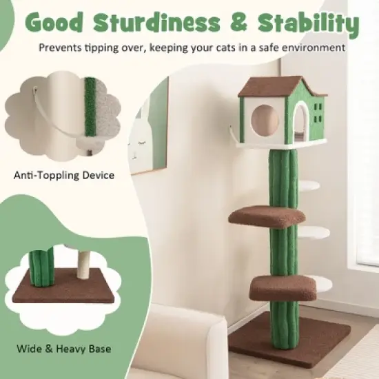 Tangkula 7-Tier Modern Cat Tree Tower 61" Cat Climbing Stand with Sisal Scratching Posts image {4}