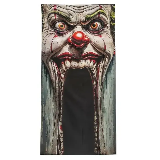 6 Ft. 8 3/4" Carnival Clown Face Entryway Door Curtain Halloween Decoration image {1}