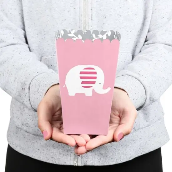 Big Dot of Happiness Pink Elephant - Girl Baby Shower or Birthday Party Favor Popcorn Treat Boxes - Set of 12 image {3}