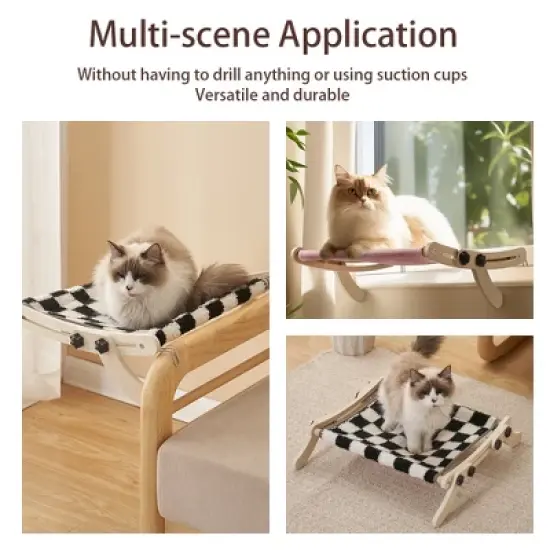 Cat Hammock Radiator, Dual-use Cat Window Hammock For Indoor Cat, Adjustable Wood Cat Radiator Beds Cat Window Beds Holds Up 18kg For Home Living Room image {3}