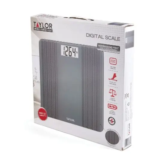 Taylor&reg; Precision Products Digital Glass Scale with Textured Herringbone Design, 500-Lb. Capacity in Gray image {4}