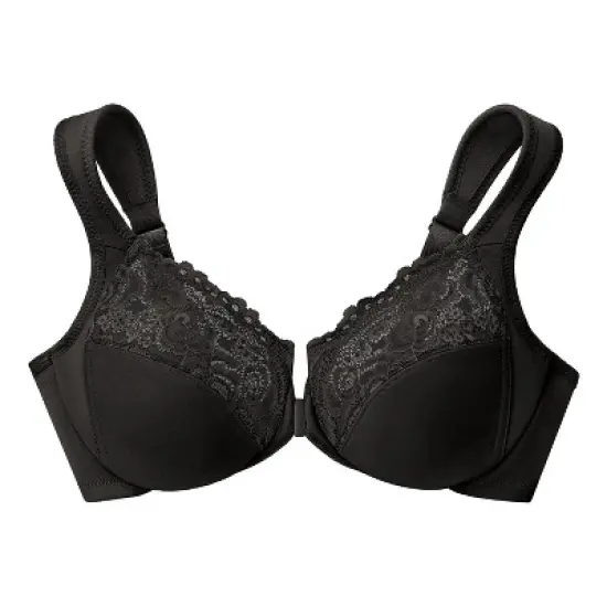 Glamorise Womens WonderWire Front-Closure Underwire Bra 1245 Black image {3}