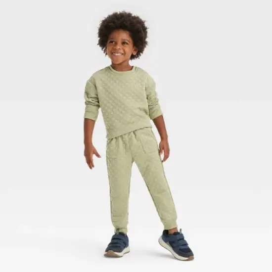 Toddler Boys' Embossed Knit Crew and Jogger Pants Set - Cat & Jack&trade; Green image {2}