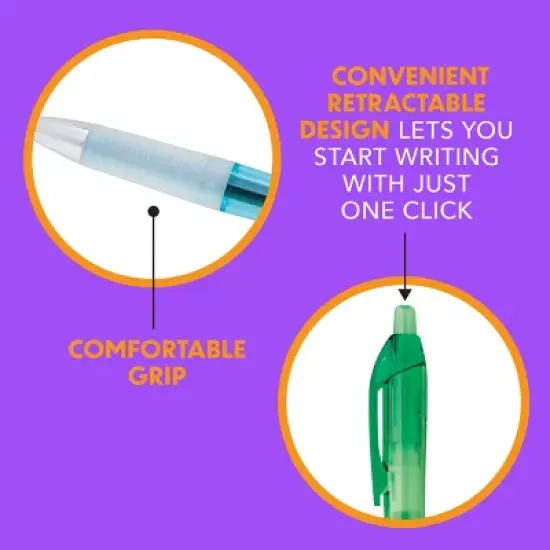 BIC Intensity Clic Black Gel Pens, Medium Point (0.7mm), 12-Count Pack, Retractable Gel Pens With Comfortable Grip (Packaging May Vary) image {4}