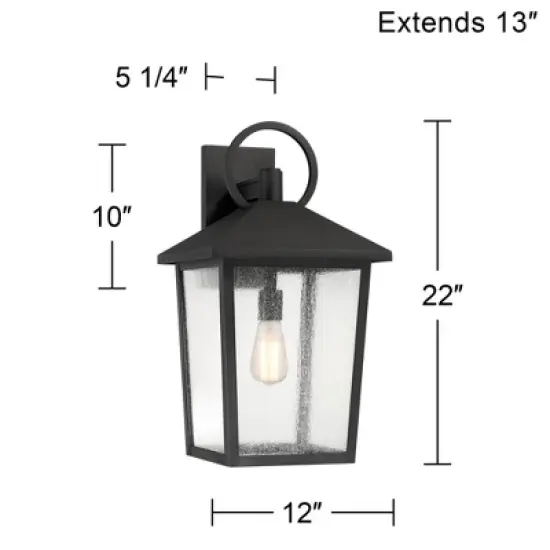 John Timberland Westmont 22" High Modern Outdoor Wall Light Fixture Mount Porch House Exterior Weatherproof Sand Black Aluminum Seeded Glass Shade image {3}