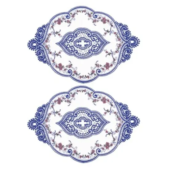 Unique Bargains Polyester Flexible Embroidery Vintage Pattern Washable Table Place Mats 2 Pcs image {13}