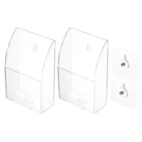 Unique Bargains Acrylic Wall Mounted Charging Remote Control Holder 1 Slot 2 Pcs image {5}