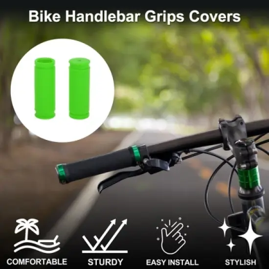 Unique Bargains Bike Handlebar Grips Covers 3.35" Length Green 1 Pair image {1}