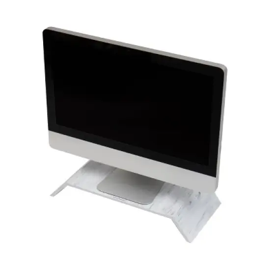Mind Reader Marbella Collection Monitor Stand White: Desk Organizer & Office Riser, Plastic, Multicolored image {3}