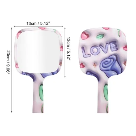 Unique Bargains Durable Square Handheld Mirror Purple Pink 1 Pc image {1}