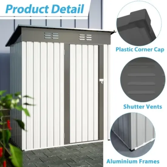 GDFStudio Chapman Galvanized Steel Storage Shed, Lockable Door Tool Shed image {5}