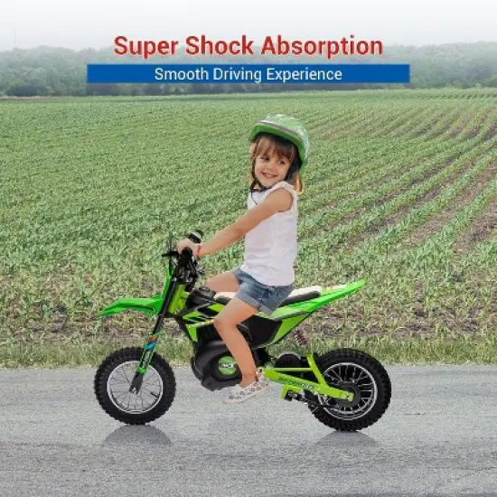 24V Kids Electric Off-Road Motorcycle 250W Motor Air-Filled Tires Metal Suspension Max 22KM/H 139LBS Load for Ages 6+ Riding Toy image {3}