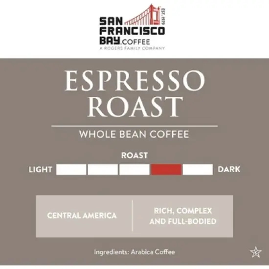 San Francisco Bay Coffee, Espresso Roast, 2lb (32oz) Whole Bean Coffee image {2}
