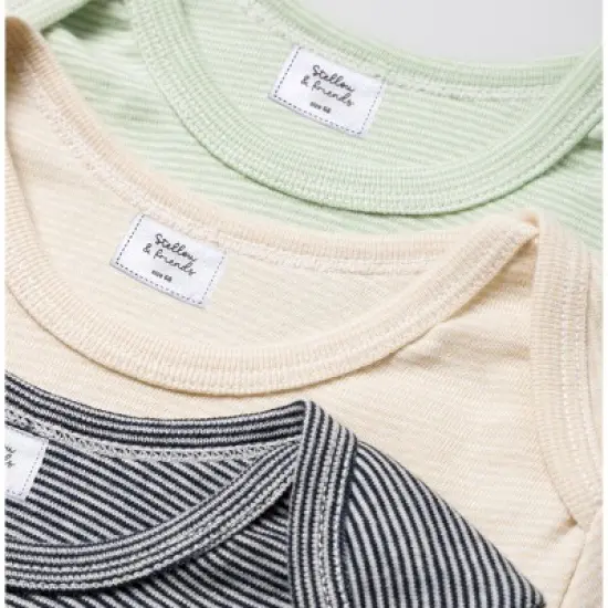 Stellou & Friends Unisex Cotton Long Sleeve Onesies - 3pk image {1}