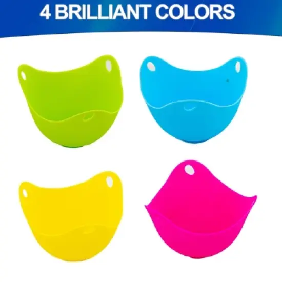 5 Star Super Deals Egg Poacher Silicone Cup 4pc Set - Microwave & Stovetop Boiler Safe Poaching Pan, Steamer, & Boiler Floating Insert Cooking Pods image {3}