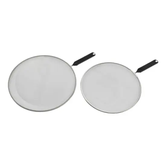 GoodCook Ready 2pc Splatter Screen: Metal Oil Guard for Frying Pan, Hand Wash, 13" Diameter, Black Handle image {1}