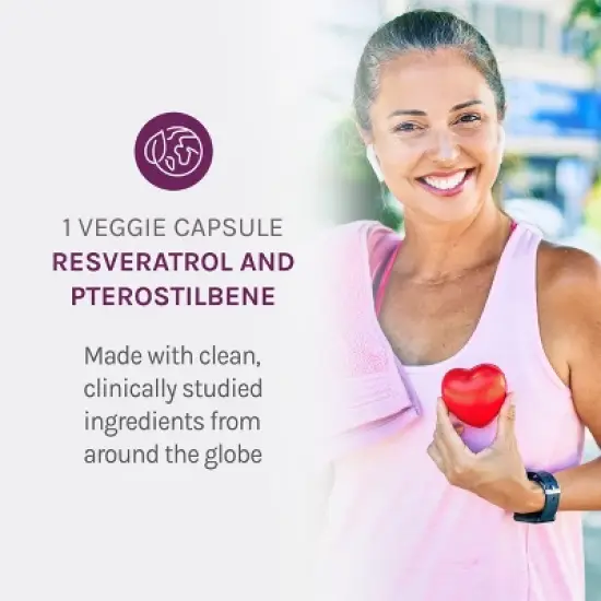 Reserveage Beauty, Resveratrol 500 mg with Pterostilbene, Antioxidant Supplement for Immune Support & Heart Health, Paleo, Keto, 60 Caps (60 Servings) image {3}