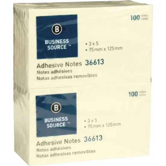 Business Source Yellow Repositionable Adhesive Notes image {1}