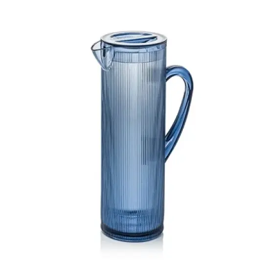 Elle Decor Acrylic Water Pitcher with Lid, 50-Ounces Iced Tea Pitcher for Fridge, Indigo Blue Tall Jug image {7}