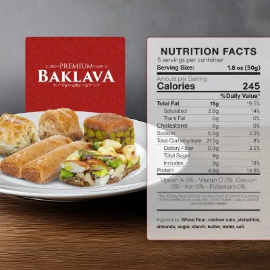 Eastanbul Baklava, Baklava Pastry, Pistachio Gift Box, Middle Eastern Sweets, Premium Gourmet Desserts, 8.8oz (250gr) image {8}