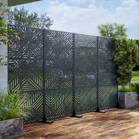 SpassWay 72"H x 47"W Outdoor Metal Garden Trellis Privacy Screen Lattice Panel Indoor Room Divider In White image {3}