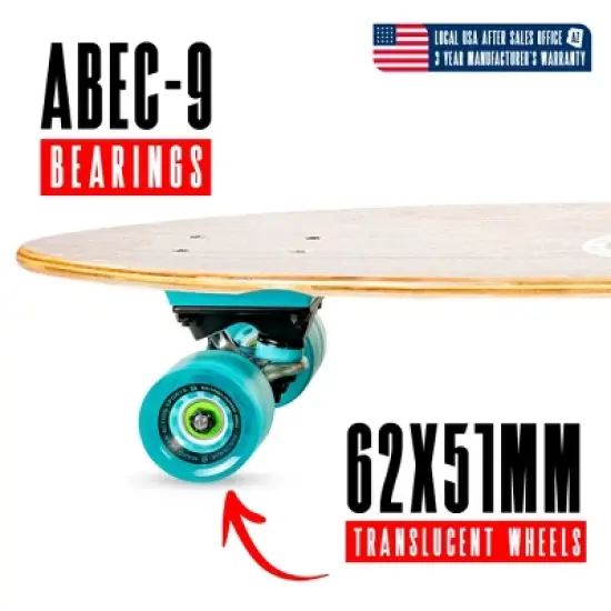 36" Pintail Longboard for Kids & Teens &ndash; Maple Deck, PU Wheels, ABEC-9 Bearings &ndash; Madd Gear image {3}