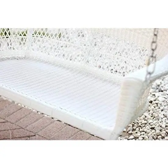 HomeStock White Wicker Porch Swing image {1}