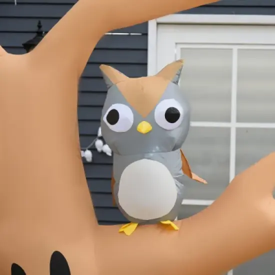 Hachikiko 7.5' Tall Halloween Inflatable Haunted Tree Outdoor Decor, Spooky Ghost, Owl & Pumpkins, Blow Up Yard Decoration image {3}