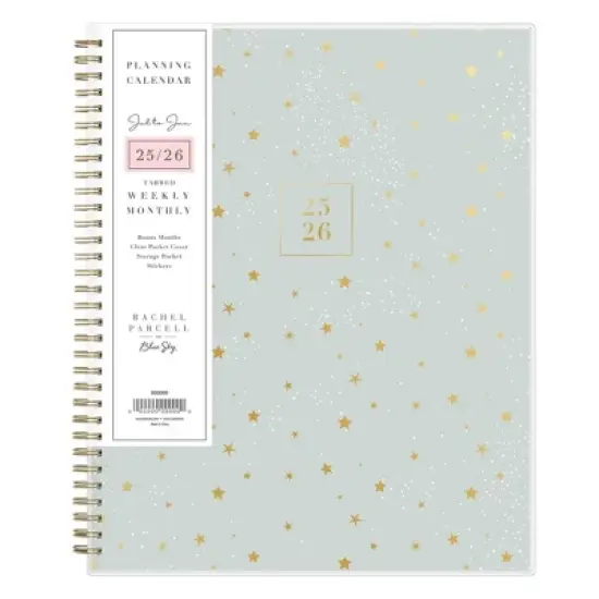 Blue Sky Rachel Parcell 2025-2026 Weekly/Monthly Wirebound Planner 8.5"x11" Clear Cover Cosmic Sea Mist image {2}