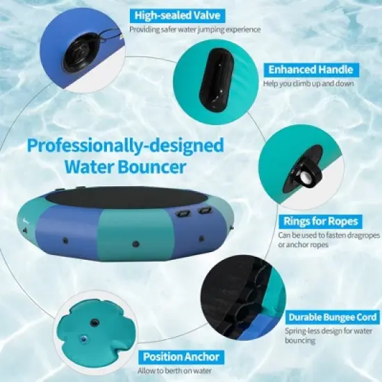 Costway 10FT Inflatable Water Bouncer Splash Padded Water Trampoline Blue\Yellow image {7}