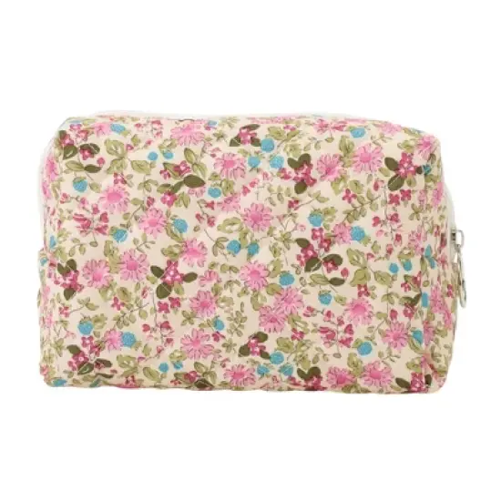 Unique Bargains Women Portable Floral Quilting Makeup Bag 1 Pc image {5}