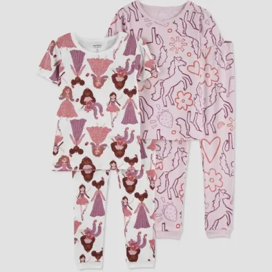 Carter's Just One You&reg; Toddler Girls' Princesses and Horses Short Sleeve Pajama Set - Pink image {3}
