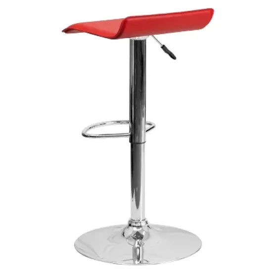 Flash Furniture Contemporary Vinyl Adjustable Height Barstool with Solid Wave Seat and Chrome Base image {6}